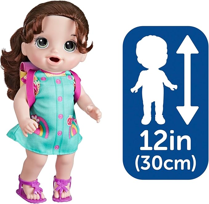 Baby Alive Time for School Baby Doll Set, 12 Inch, Back to School Toys for Girls & Boys, Brown Hair, Preschool Gifts for Kids, Ages 3+ (Amazon Exclusive)
