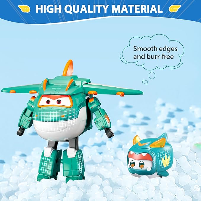Super Wings 5" Transformable Toys Tino & Mini Tino Pet, 3 in 1 Transforming Dinosaur Airplane Robot, Educational Action Figure for Boys Girls Age 3+, Dinosaur Toy for Preschool Play