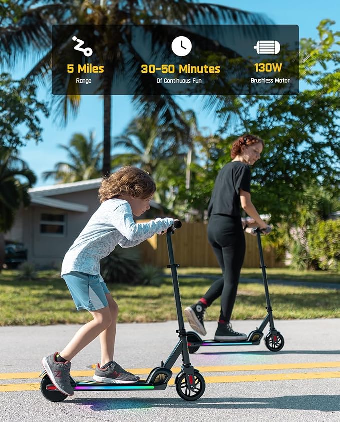 FanttikRide C9 Pro Electric Scooter for Kids 8-12, Adjustable Handlebar Height for Riders 3.9-5.2 ft, 132 lbs, Up to 40 min Continuous Time, 5 Miles Range, 3 Speed Mode 5/8/10 MPH
