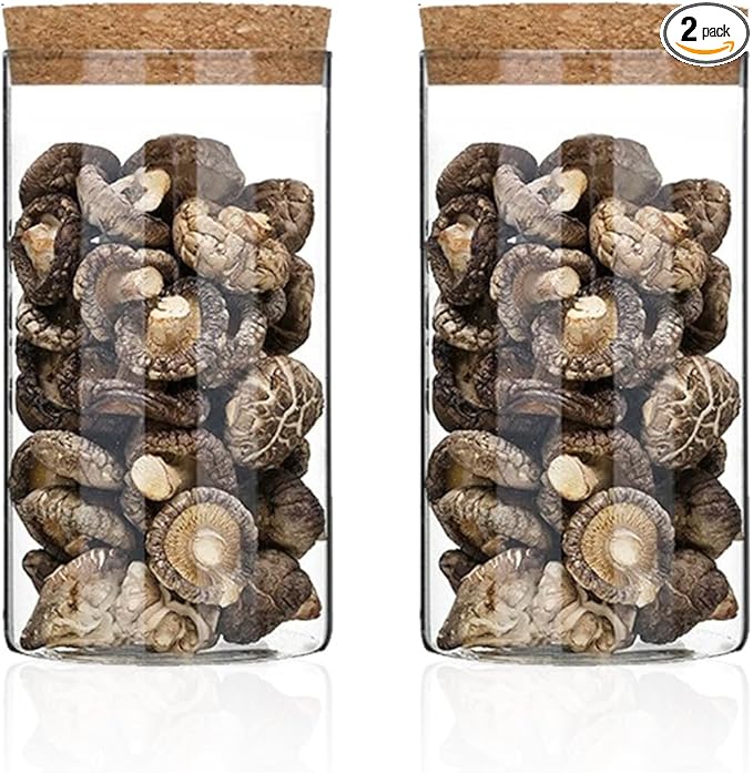 Airtight Glass Storage Containers with cork Lid, for Kitchen Pantry Organization and Storage jar,Ideal for Coffee Beans Snacks Flour Cereal Sugar Tea 24oz. (Circular 5.9 * 3.3in*2pcs)