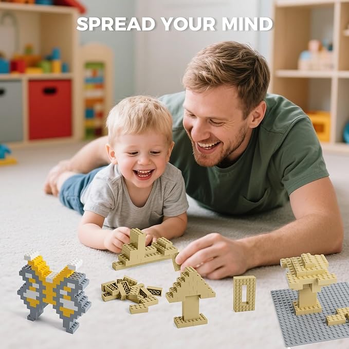 500 Piece Classic Building Bricks and 1 Gray Baseplate, 2x4 Bricks Bulk Creative Building Toys, Blocks Bulk for Kids Ages 6+, Sand