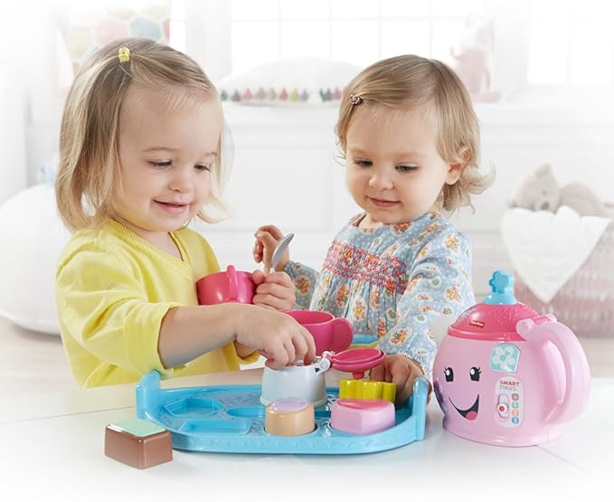 Fisher-Price Toddler Toy Laugh & Learn Sweet Manners Tea Set with Smart Stages Learning Songs for Pretend Play Kids Ages 18+ Months