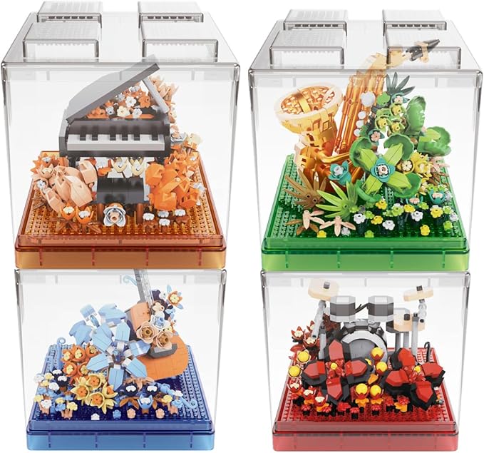 Musical Instruments Micro Block Building Sets,Classical Famous Building Block Set,3000 PCS for Adults and Kids,Piano,Saxophone,Guitar and Drum Set with Clear Plastic Cover