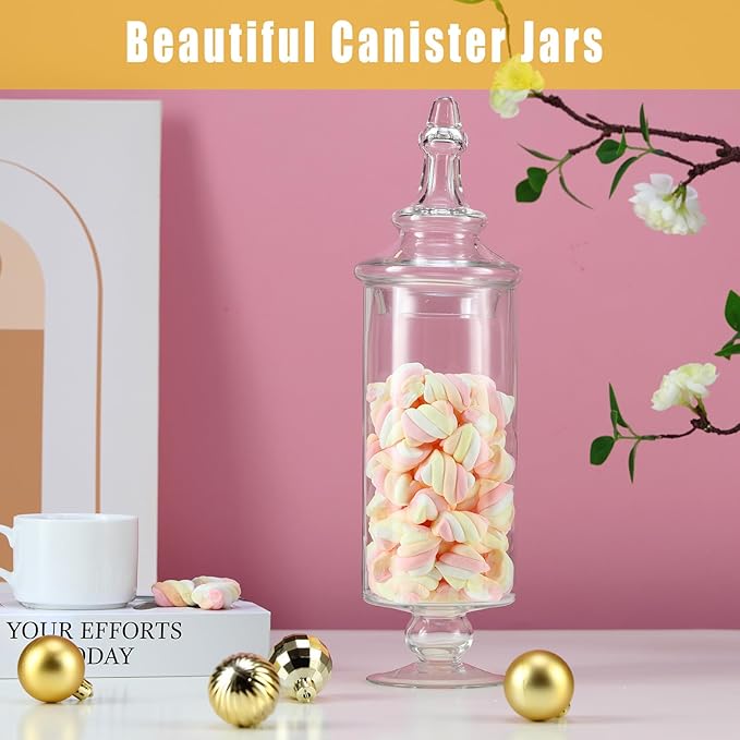 Apothecary Jars Glass Decorative Candy Jars,Candy Buffet Display, Elegant Storage Jar, Decorative Wedding Candy Organizer Canisters with Lids