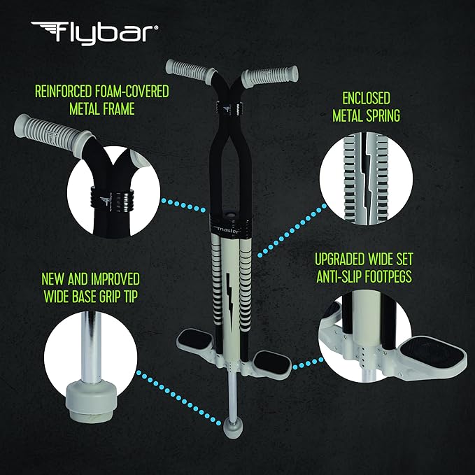 Flybar Master Pogo Stick, Ages 9+, 80 to 160 lbs, Easy Grip Handles, Anti-Slip Pegs, Outdoor Toys for Boys Girls, Outside Toys for Kids, Teens Tweens