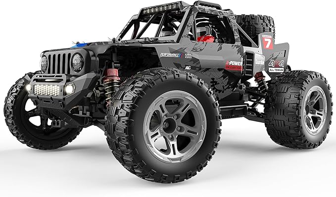 DEERC 1/10 Brushless RC Cars for Adults, 60 KMH 4x4 Off-Road RC Truck, Waterproof Remote Control Monster Truck, High Speed RC Car, All Terrain Remote Control Car for Boys, 2 * 3S Lipo Batteries