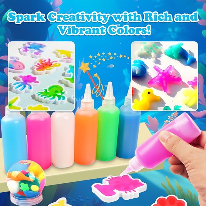 Water Gel Pets Kit Refill | Aqua Fairy Gel Refill | Magic Water Elf Toy Kit & Squishy Water Kit | DIY Squishy Maker Kit | Aqua Pets(24 Bottles,12 Pure Color Water Fairy Gel+6 Packs Magic Powder)