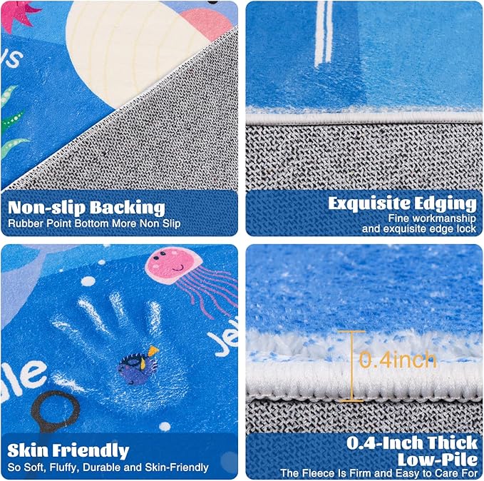 Kids Rugs for Playroom,78.7"X59" ABC Alphabet Whale Kids Rug,Non-Slip Ocean Kids Rug Play Mat,Washable Educational Classroom Rug Kids Area Carpet for Kids Room Bedroom Nursery Playroom