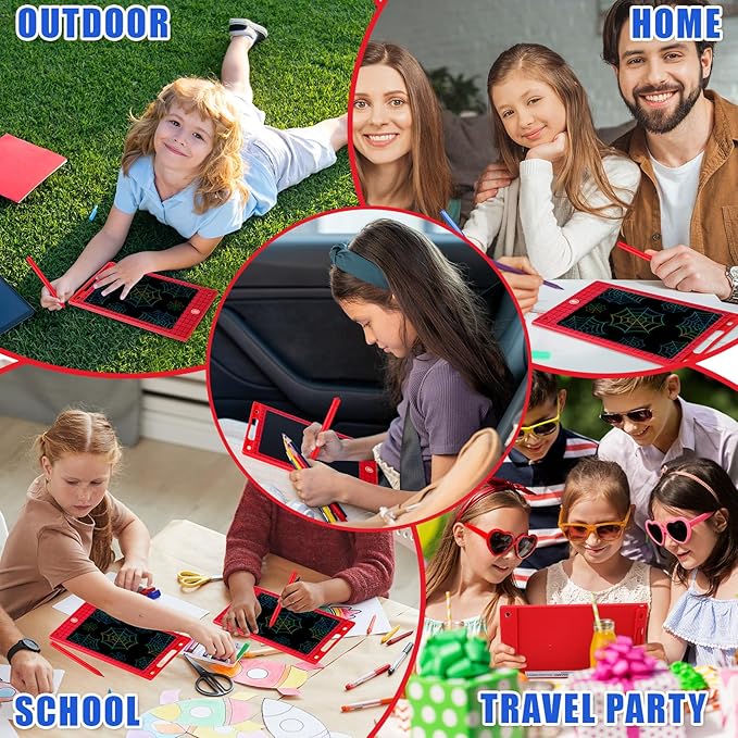 Nezyo 12 Pack Large Spider Party Favors LCD Writing Tablet for Kids 8.5 Inch Spider Web Drawing Tablet Erasable Reusable Electronic Drawing Pads for Birthday Supplies Gifts Goodie Bags Stuffers