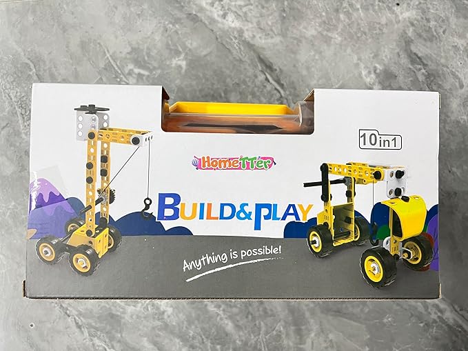 HOMETTER Educational Building Toys, STEM Learning Toy, 10 in 1 Construction Set for Preschool Kids, Engineering Toys Creative Set, Christmas Idea Gift for Boys Age 5 6 7 8 9 10+ Years Old