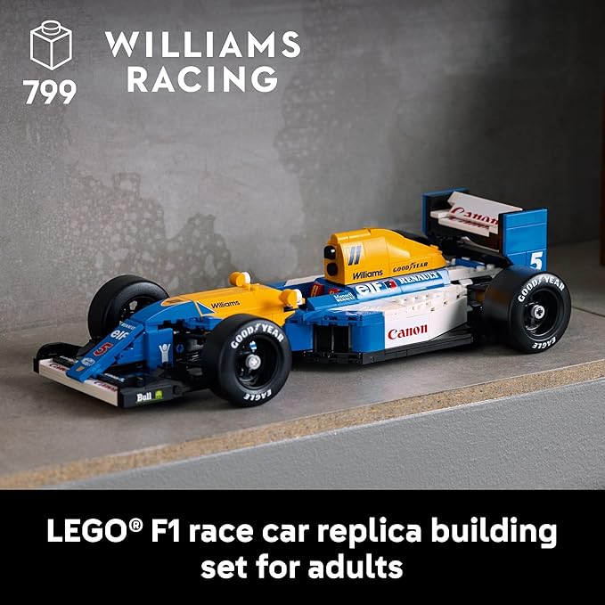 LEGO Icons Williams Racing FW14B & Nigel Mansell F1 Model Car Kit - Building Set for Adults, Ages 18+ - F1 DIY Craft for Display - Gift for Graduation -10353