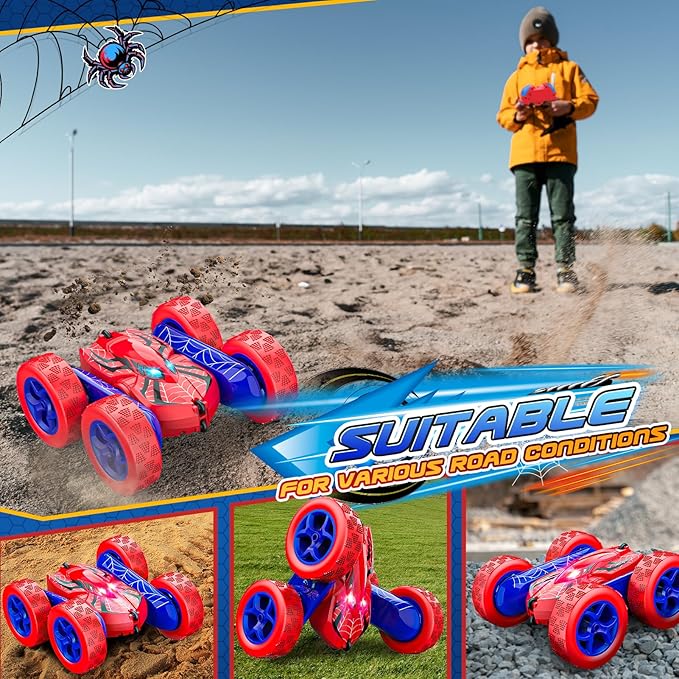 Remote Control Car,RC Cars for 4 5 6 7 8 9 10 11 12 Year Old Boy Double Sided 360°Flip 4WD Rechargeable Drift RC Race Car Boys Toys Birthday Gifts Easter Basket Stuffers for Kids Age 4-12