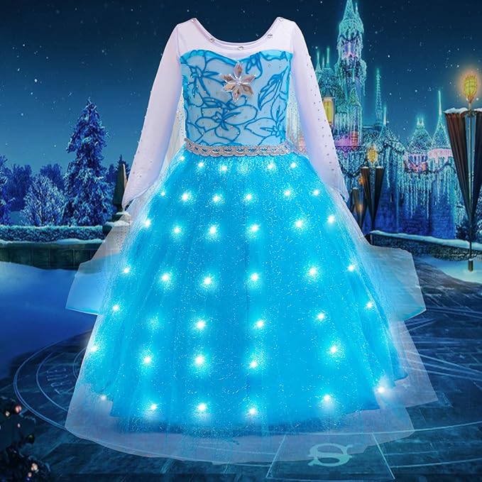 Princess Dress for Girls | Sparkly Cape & Crown | Ages 3-10 | Birthday, Halloween, Party Costume