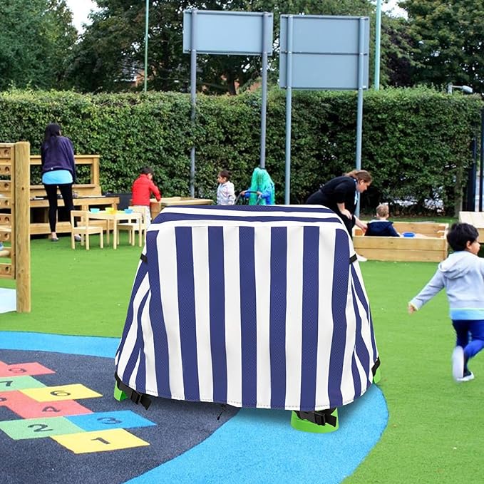 Kids Water Table Cover,Outdoor Heavy 600D Waterproof Anti-UV Dustproof Kids Water Play Table Cover,Compatible with Step2 Rain Showers Splash Pond Toddler Water Table,Blue Striped,Cover Only