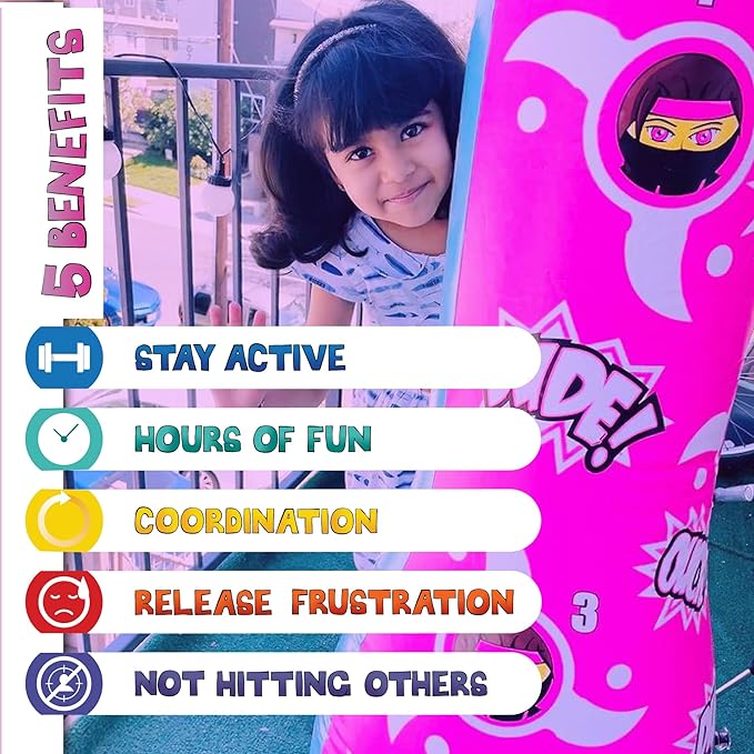 INFLATABLE DUDES Target Bags -Kids Punching Bag | Already Filled with Sand| Bop Bag | Premium Inflatable Toy | Punching Bag for Kids | Enhanced Bounce-Back Action! | Indoor Outdoor -Party Games