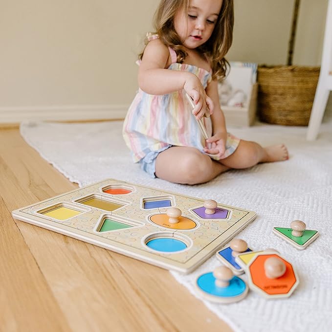 Melissa & Doug Deluxe Jumbo Knob Wooden Puzzle - Geometric Shapes (8 pcs)
