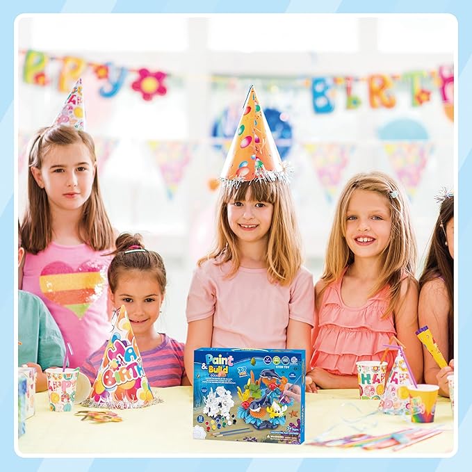 37 Pcs Water Washable Painting & Building Toy Set + 58 pcs Learning STEM Explorers Geomakers, Art and Craft Supplies Party Favors for Boys Girls Age 4 5 6 7 Years Old Kid Creativity