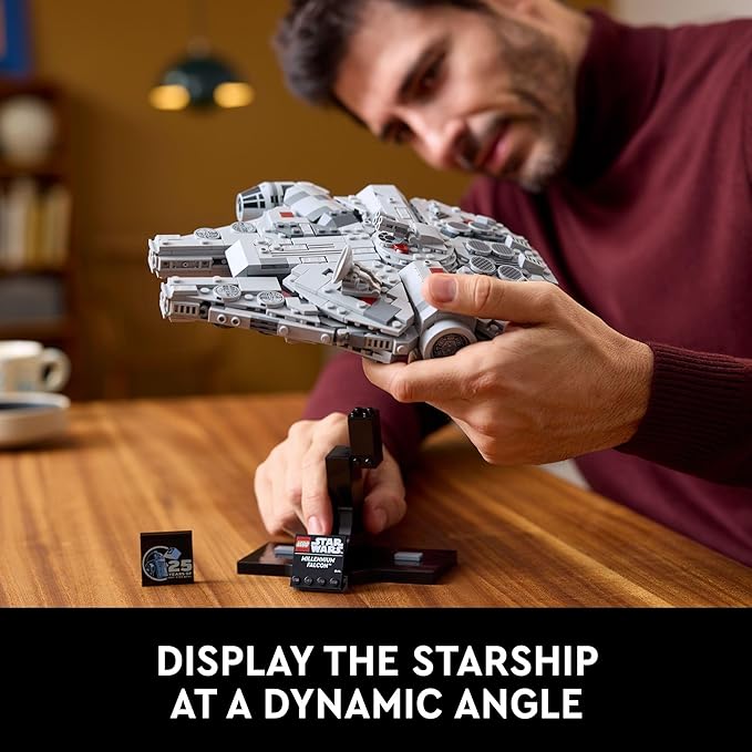 LEGO Star Wars Millennium Falcon A New Hope 25th Anniversary Collectable Model - DIY Building Sets for Adults, Men & Women, Ages 18+ - Comes with Display Stand - Star Wars Gift - 75375