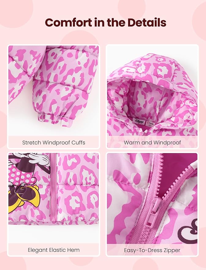 Disney Stitch Frozen Elsa Minnie Mouse Toddler Girl/Boy Puffer Jacket Kids Heavyweight Hooded Warm Winter Down Coat 2-13Years