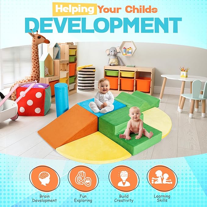 Foam Climbing Blocks for Toddlers – Soft Play Climbing for Toddlers – 7 Piece Toddler Climbing Blocks for Active Play, Motor Skills & Sensory Development