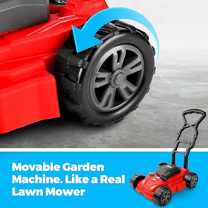 Toy Choi's Kids Lawn Mower Pretend Play Toy for Kids, Outdoor Push Lawn Toy, Preschool Gardening Push Toddler Lawn Mower Kids Toy Tool Set, Developmental Push Toy for Kids 3,4,5,6,7,8 Year Boys Girls