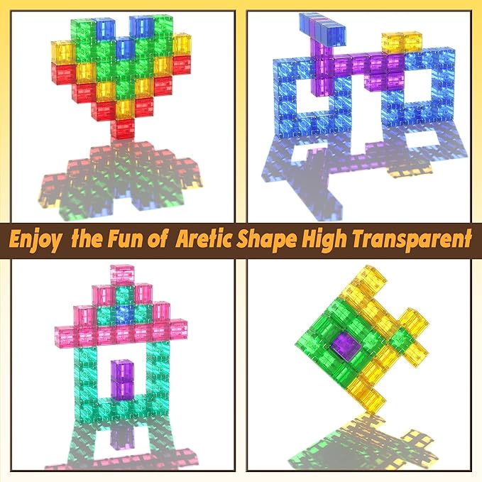 45PCS Magnetic Blocks - Transparent Magnet Cubes, Toddler Building Blocks, Sensory Autism Gifts for Kids Ages 3+, Preschool Travel Toys for 3-5 Year Old Boys and Girls