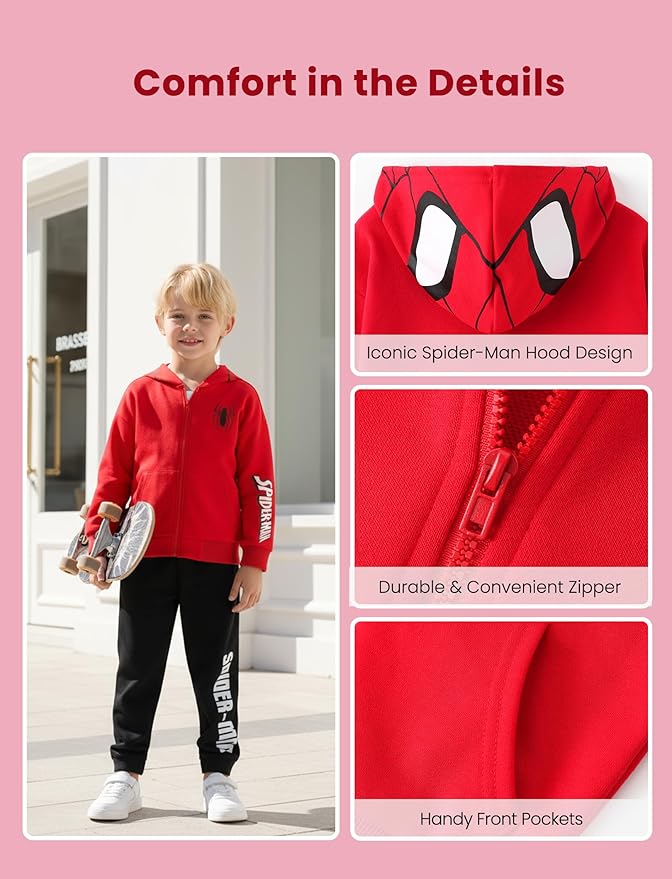 Disney Frozen Stitch Princess Minnie Mickey Spiderman Girls/Boys Zip Up Hoodie Fall Zipper Sweatshirt Jacket Toddler-Big Kid