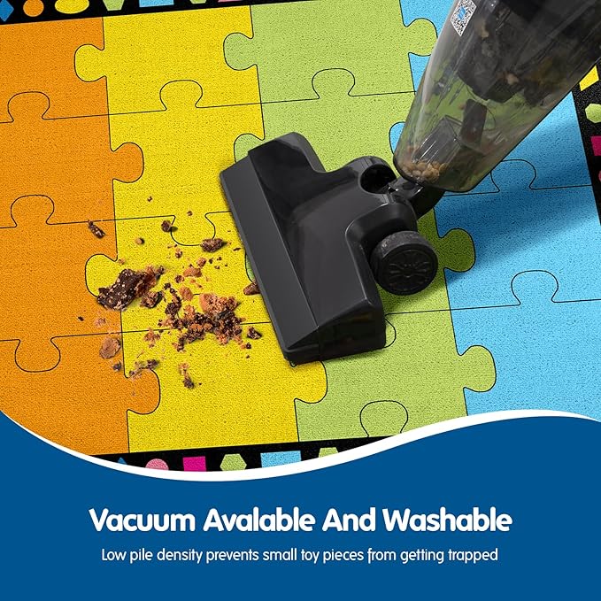 Booooom Jackson Elementary Classroom Rug - 16 Seats Carpet 6'5"x8'5" (260x200cm) - Colorful Puzzle Seating With Non-Slip Backing for Preschool and School Kids