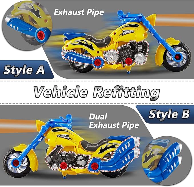 Liberty Imports Kids Take Apart Toys - Build Your Own Toy Motorcycle Vehicle Construction Playset - Realistic Sounds and Lights with Tools and Electric Power Drill