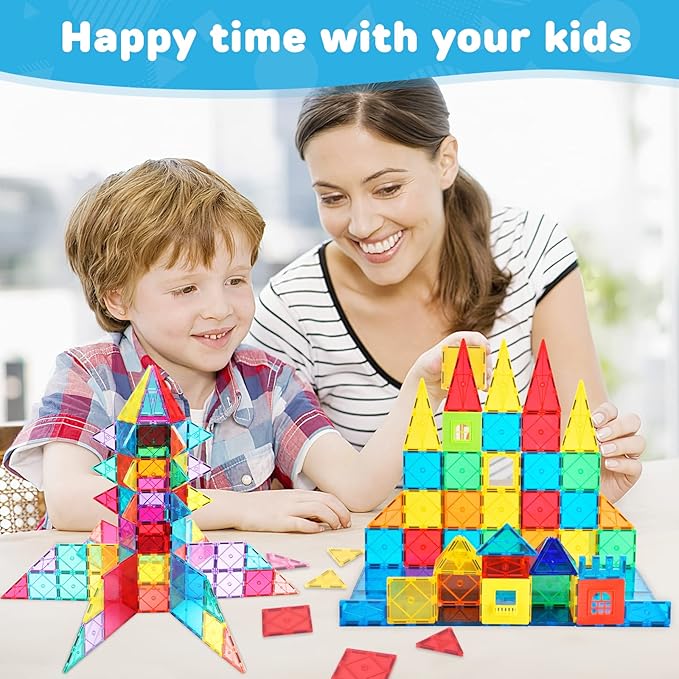 LATI Magnetic Tiles for Kids, Magnetic Blocks Building Sensory Montessori Toys STEM Educational Magnet Toy for Toddler Preschool Learning Construction Toys for Boys Girls Ages 3-8