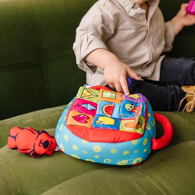 Melissa & Doug K's Kids Take-Along Shape Sorter Baby Toy with 2-Sided Activity Bag and 9 Textured Shape Blocks