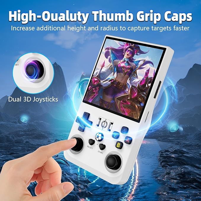 R36MAX Retro Handheld Game Console, 18000+ HD Games Mini Retro Video Console, 4.0 Inch IPS Screen, 64GB Memory, Portable Arcade Video Gaming Console Gift for Adults, Light White