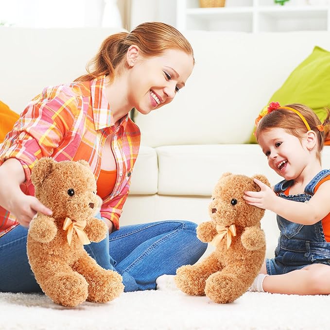 Lenwen 30 Pcs Bear Stuffed Animal Plush Bulk 12 Inch Brown Small Bear Plush Toy Cute Soft Stuffed Bears Doll for Boy Girl Cuddling and Playing Baby Shower Birthday Party Gifts