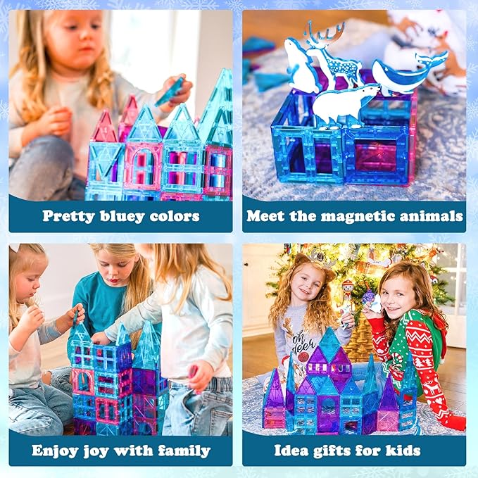 Magnetic Tiles Arctic Animal Magnet Tiles Toddler Toys for Girls Ages 3-5 4-7 6-8 Pretend Play Magnetic Building Blocks Kids Toys Gifts for 3+ Year Old STEM Learning and Fun