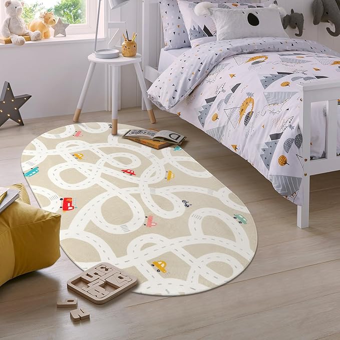 LIVEBOX Road Traffice Kids Rug, 3'x5' Floor Mats for Kids Room, Non-Slip Machine Washable Rugs for Playroom, Soft Fun & Learning Rug Children Car Carpet for Nursery Daycare Classroom
