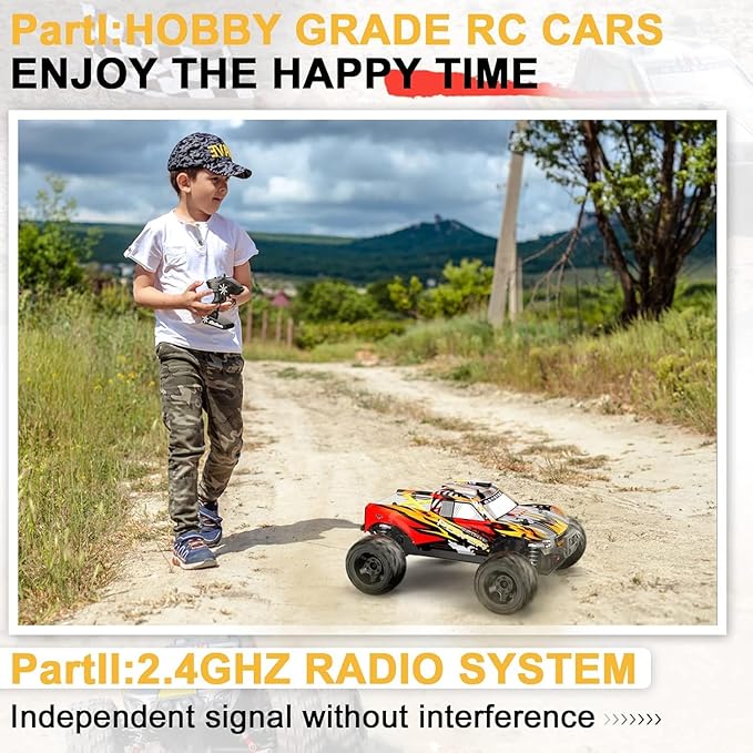 1:16 Scale RC Car for Beginners - 40MPH High Speed, 4X4 Waterproof Monster Truck with 2 Batteries & Tools - Best Gift for Boys 8-14