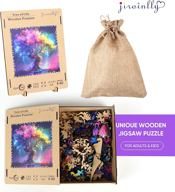 Tree of Life Wooden Jigsaw Puzzles, 500 Pieces Wooden Puzzle for Adults, Unique Shapes Family Reunion Puzzle for Adults and Kids, Beautiful Package, Best Gift for Family Friends Royal 15.9x15.6in
