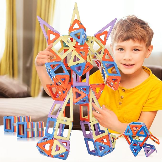 MAGBLOCK Magnetic Building Toys Set 120 Pcs Gift for 3 Year Old Boys and Girls, Magnet Learning Toys for Toddler Games with Wheels Building Blocks for Kids