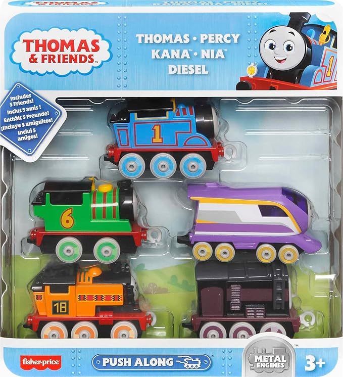 THOMAS & FRIENDS Diecast Toy Trains Adventures Engines Pack, Set of 5 Push-Along Vehicles for Preschool Pretend Play Kids Ages 3+ Years