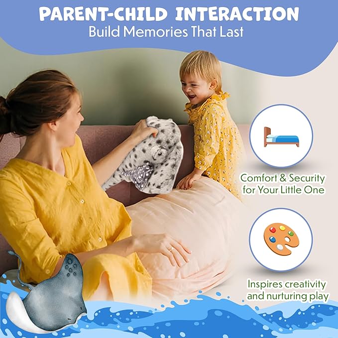 Mom and Baby Stuffed Animals for Boys & Girls, Safari Baby Shower Decorations, Nursery Decor, Zoo Animals for Toddlers, Quality Realistic Toys Kids Will Love, Cute, Soft, Huggable (21" Stingray)