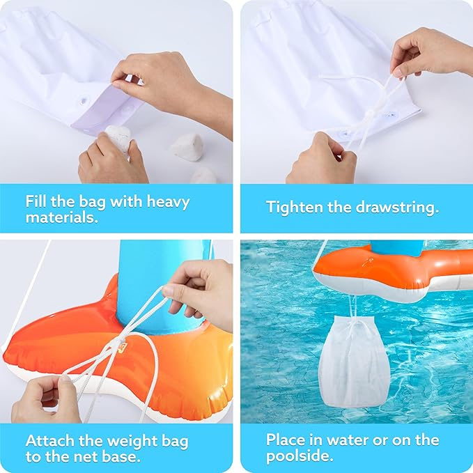 JOYIN Inflatable Pool Float Set Volleyball Net & Basketball Hoops, Floating Swimming Game Toy for Kids and Adults, Summer Floaties, Volleyball Court (105”x28”x38”)|Basketball (27.6”x23”),L-Orange