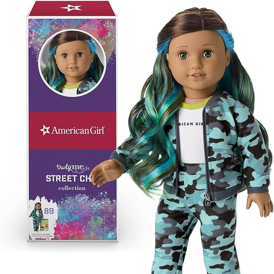 American Girl Truly Me 18-inch Doll #89 with Hazel Eyes, Brown Hair w/Highlights, and Tan Skin in Camo Outfit, For Ages 6+