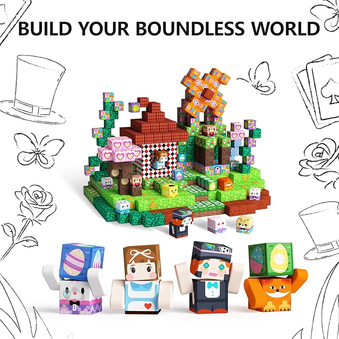 GobiDex 100PCS Magnetic Blocks Building Toys for 3+ Years Old Girls Boys, Game-Based Build MagWonder with Sensory Construction Set, Birthday Gifts for Kids(1inch)