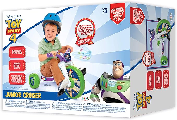 Fly Wheels Disney Toy Story Ride-On 10" Tricycle with Sounds - Toddler Bike Trike, Ages 18-36M, for Kids 33”-35” Tall - 35 lbs. Weight Limit