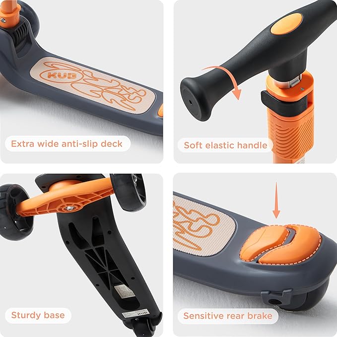 Kids Scooter, 3 LED Lighted Wheels, Any Height Adjustable Handlebar & Lean-to-Steer, Anti-Slip Deck, Easy-Fold Mechanism, Three-Wheel Scooter for Kids Ages 3-14