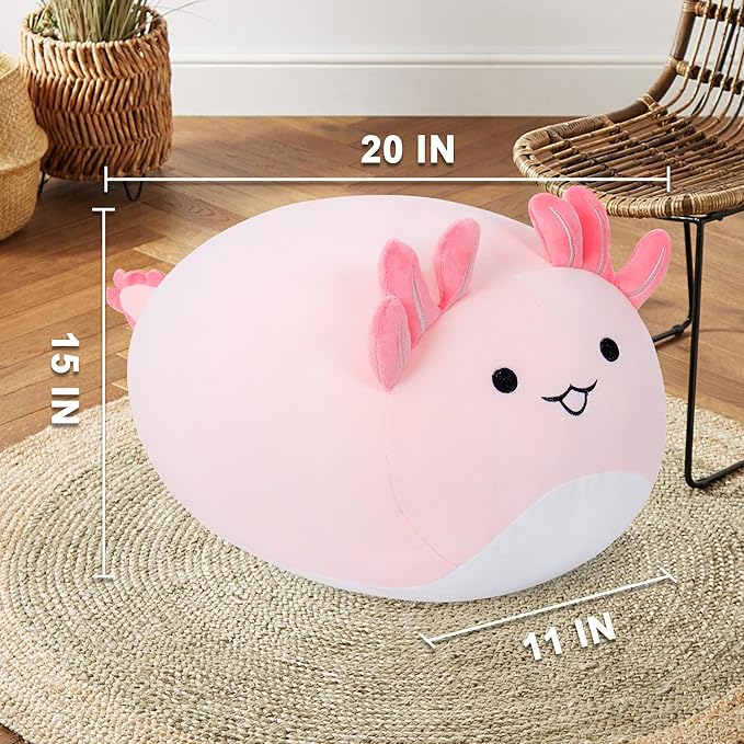 Wepop 20 in Axolotl Stuffed Animal Toys, Cute Giant Pebble Plush Toy Throw Pillows Soft & Cuddly Plushies Dolls Birthday Gift for Kids