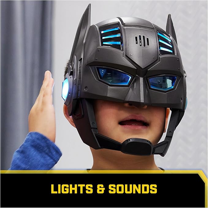DC Comics, Armor-Up Batman Mask with Visor, 15+ Sounds & Phrases, Lights, Super Hero Costume, Kids Roleplay for Boys and Girls Ages 4 and Up