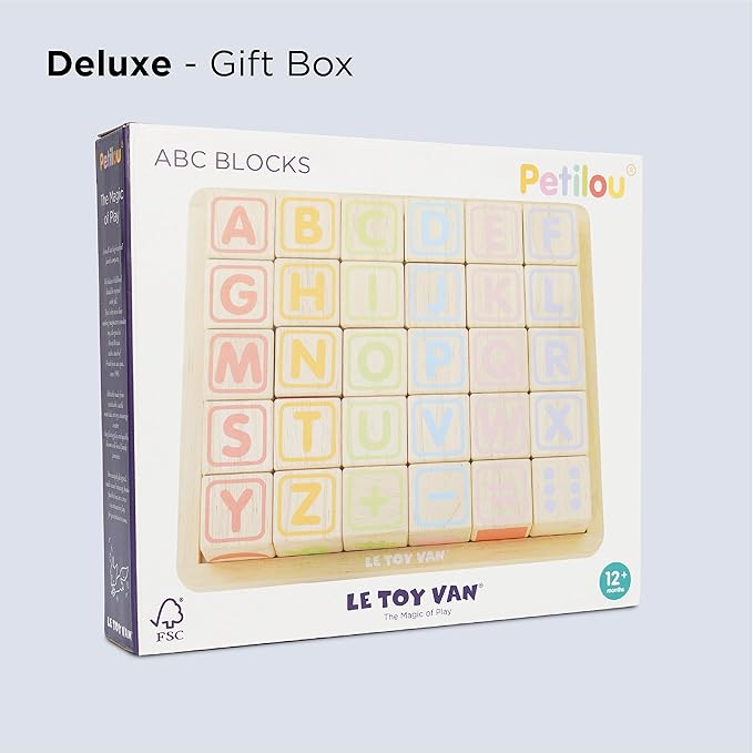 Le Toy Van - Petilou Wooden Educational ABC Wooden Blocks | Educational Wood Toys for Toddlers and Babies | Suitable for A Boy Or Girl 1 Year Old +