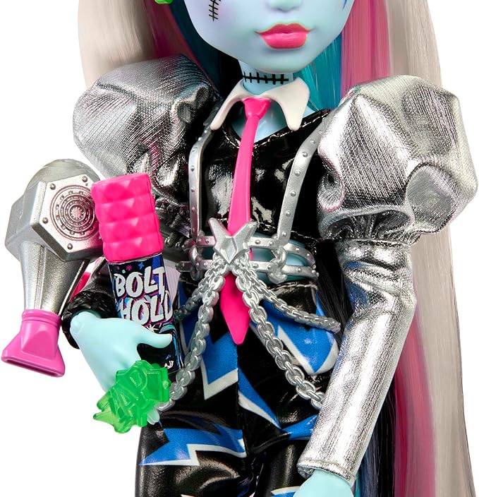Monster High Doll, Amped Up Frankie Stein Rockstar with Instrument & Performance-Themed Accessories Like Headphones