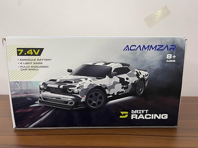 ACAMMZAR 1:16 RC Drift Car, 25KM/H 4WD High Speed Remote Control Cars for Kids, with LED Lights, Two Batteries, Extra Tires, Drift RC Cars for Adults,Black